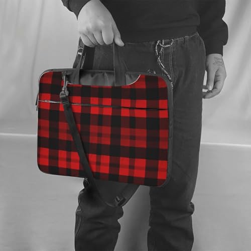 Maletín para portátil rojo y negro a cuadros 14'' miniatura 2