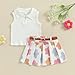 JLKGICF Toddler Girl Summer Outfit Solid Ribbed Knit Tank Tops Floral Print Pleated Mini Skirts with Belt 2Pcs Clothes Set (Colored Flower, 2-3 Years)