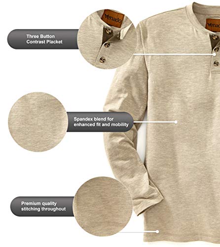 Venado Long Sleeve Shirts For Men – Flex Henley Shirts For Men Outdoor Wear (Large, Oatmeal) #TOP3