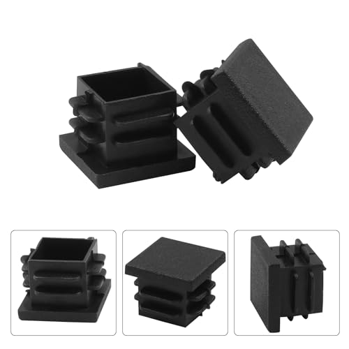 Image of Bonsicoky 12 Pack 3 /4 inch Square Plastic Plugs, Black Tubing End Caps Plugs Insert for Square Tube and Furniture Legs