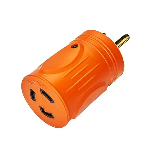 NAT Adaptador RV de 30 amperios TT-30P a NEMA L5-30R Twist Lock hembra, construcción resistente con indicador LED para caravana, remolque de