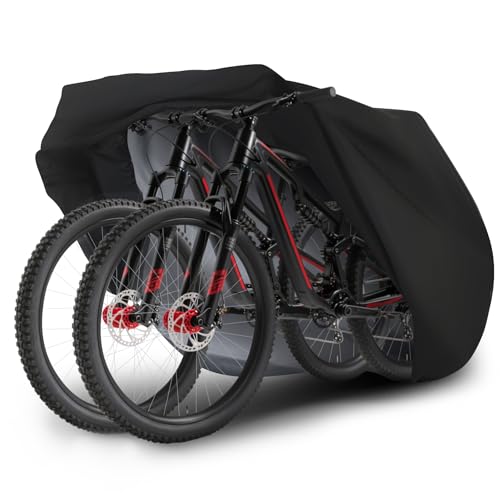 Fahrradabdeckung für 2 Fahrräder - Fahrradgarage Schutz vor Staub Regen Schnee UV, Abdeckplane Fahrrad 210D Premium-Stoff, Fahrrad Garage Outdoor Abdeckung Schutzhülle 220x110x95cm