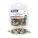 BAZIC Silver Thumb Tacks. 200 Push Pins for Crafts and Office Organization