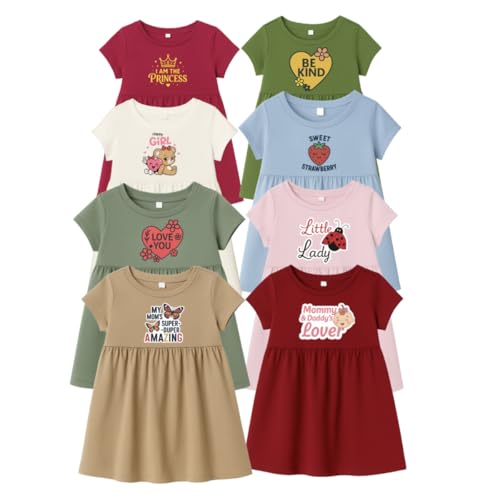 Image of 6 Month to 6 Years - Kids Knitted Cotton Frock for Girls (1-6 Years) | Soft & Stylish Printed Dress | Pack of 3 Combo (Any 3 Colors)