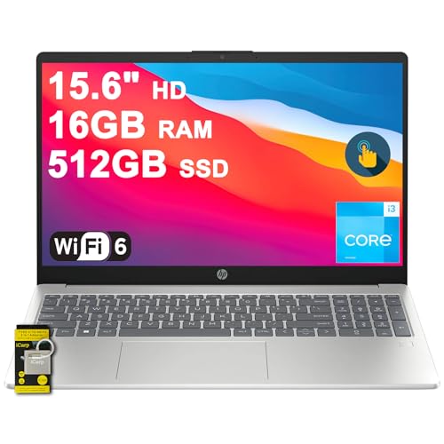 HP �r�W�l�X����ъw���p�m�[�g�p�\�R�� 15.6�C���` HD �A���`�O���A �^�b�`�X�N���[�� Intel 6�R�A i3-1315U (�ő�4.5GHz) 16GB RAM 512GB SSD Type-C Wi-Fi6 �v���C�o�V�[�J���� �����[�d�A����