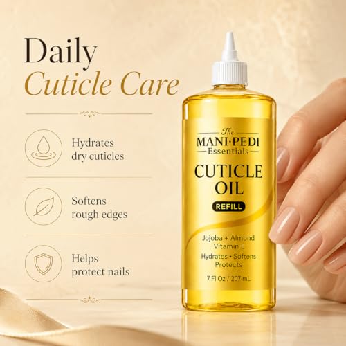 Image of TMPE Professional Cuticle Oil Refill /Bulk Pack, enriched with Jojoba Oil, Vitamin E & Sweet Almond Oil. Manicurist's Choice for Healthy, Nourished Nails & Cuticles - 200ml