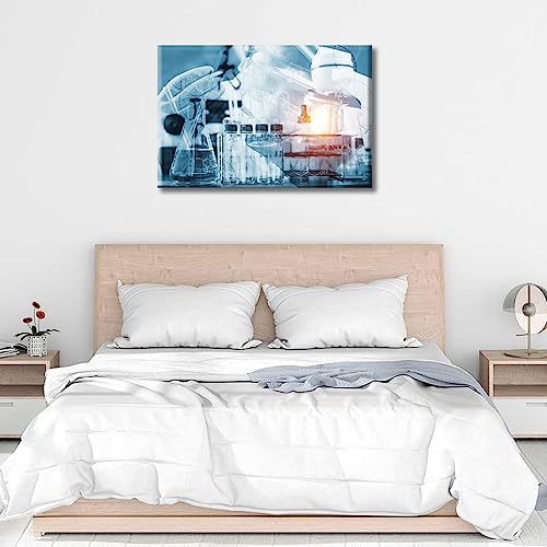 Image of TUMOVO Science and Medical Background Canvas Wall Art Home Decor Young Scientist Pictures Black and White Wall Art 1 Panel Clinical Laboratory Posters and Prints Framed Ready to Hang (16 inch Wx24 H)