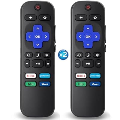 2Pcs Replacement Remote Control Compatible for Roku TV, Universal Remote Fit for Hisense/Onn/TCL/Sharp/Element/Philips/Hitachi/JVC/RCA/Insignia/Sanyo/LG RokuSeries Smart TVs (Not for RokuStick & Box)