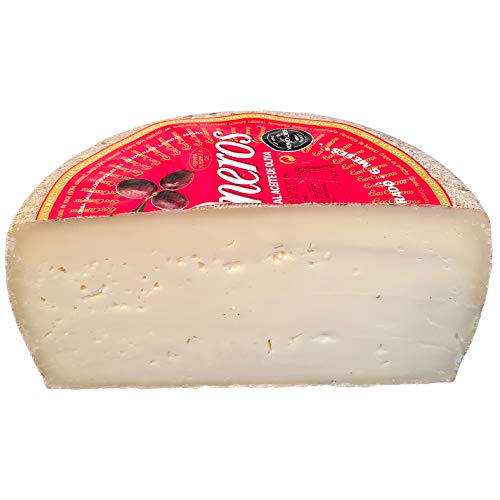 Queso Mezcla Curado Los Cameros - Queso Curado Etiqueta Roja Los Cameros - Medio Queso Peso Aproximado 1.7 Kilos - Queso de Cabra, Queso de Vaca, Queso de Oveja, la combinación perfecta