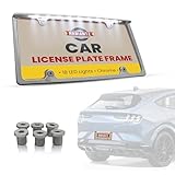Radiantz License Plate Frames - Built-in White LED Lights, Universal Car Chrome LED License Plate Frame Holder, Rear & Front Tag Frame Brackets Cover, Weatherproof, Rust-Proof Car Accessories (Chrome)