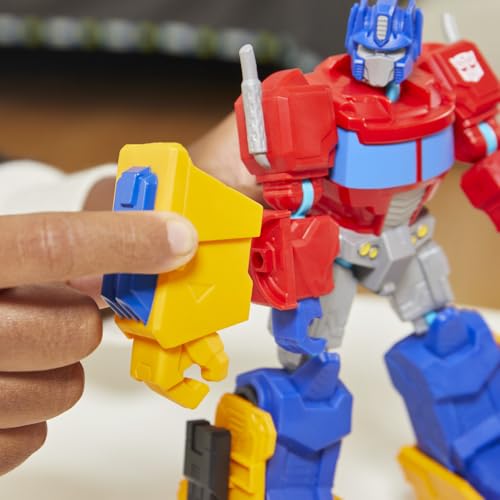 Transformers MixMashers, Optimus Prime, action figure e accessori deluxe personalizzabili da mischiare e abbinare