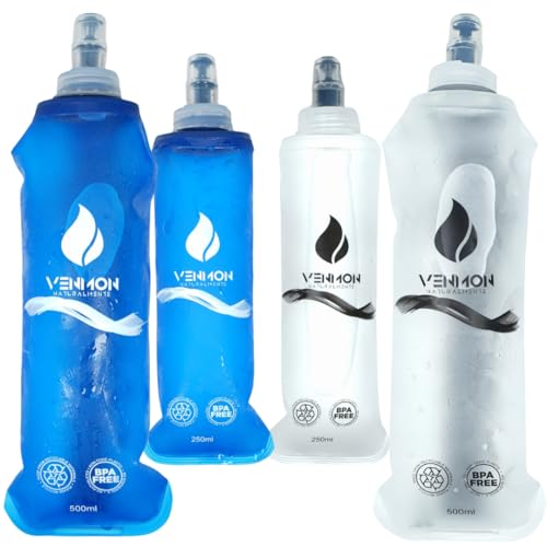 [4-Pack] Botella de Hidratación BPA FREE Running,Soft Flask, Hidrapack, Botella plegable, Bolsa de Hidratación Deportiva, Botella de Agua Reutilizable, Botella de agua, Bidon de agua, Running.