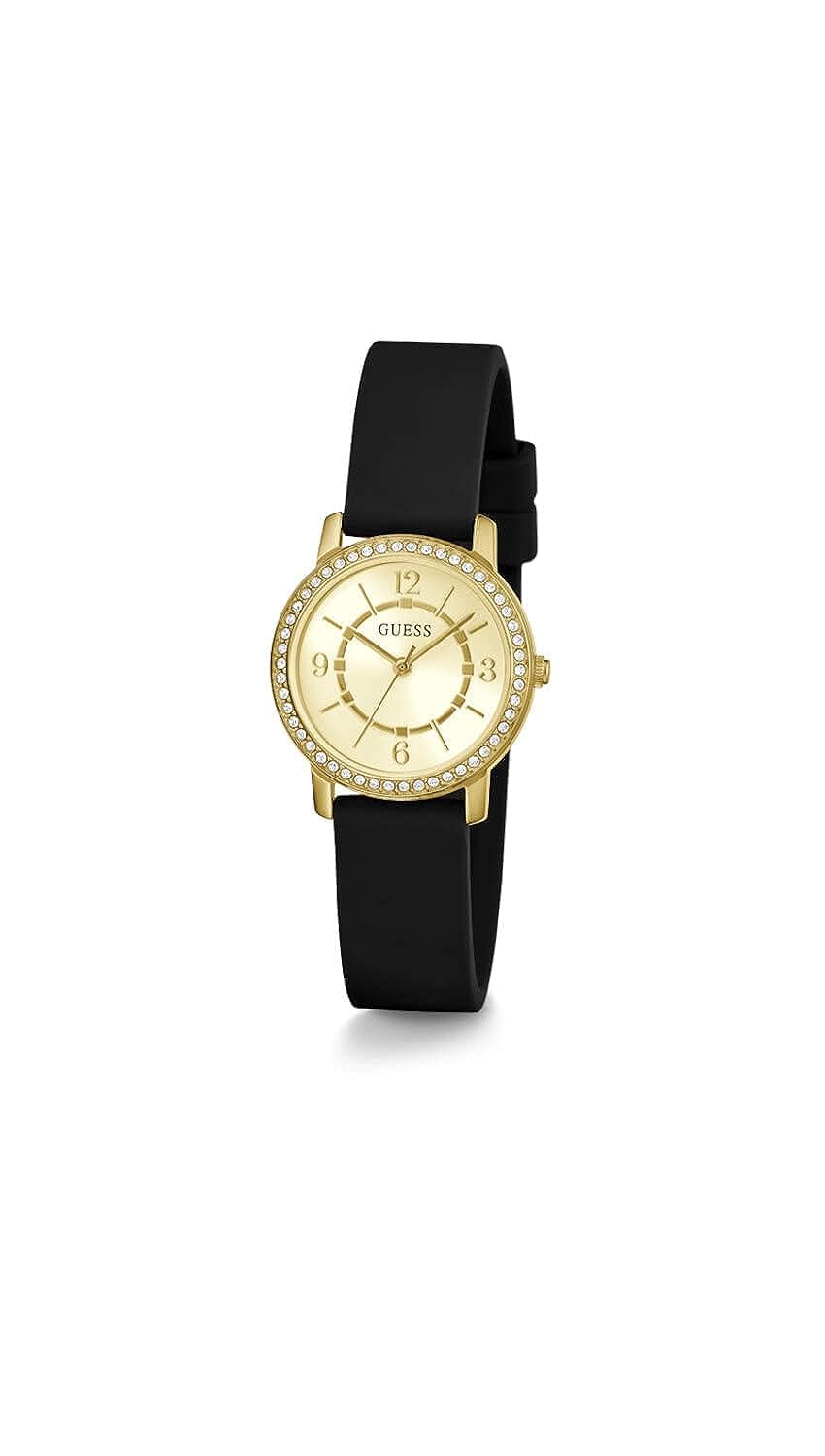 GUESS Reloj para Mujer de 28 mm, Pulsera de Tono Dorado, Esfera Blanca, Caja Dorada