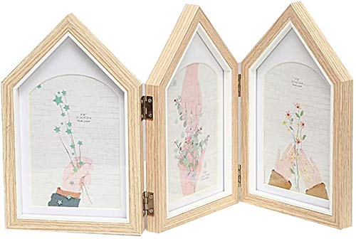 Photo Frame 3 Faltbildrahmen, 4x6 klappbare faltete dreifache Fotorahmen mit Glasabdeckung, Steht vertikal auf dem…
