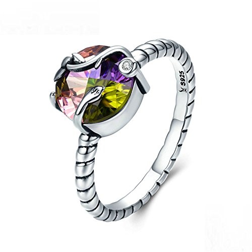 Baqijian Sterling Natural Magic Colorful Stone Femme Finger Ring Women Sterling Jewelry Scr282
