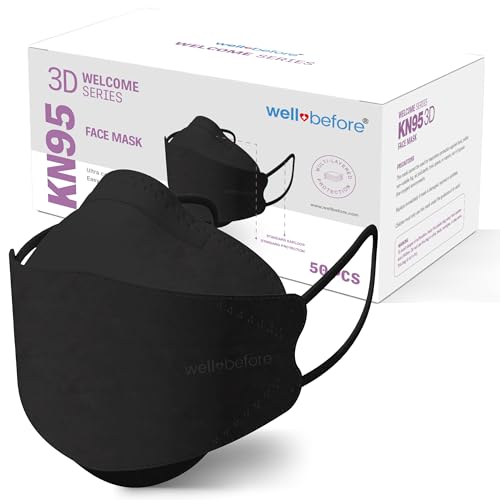 Well Before Welcome Series KN95 3D Face Mask Black Medium Pack of 50