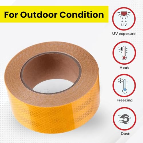 Image of Yellow Radium Reflective Tape 2 inch 5 MTR For Road Safety Night Safety Reflective Sticker High Intensity Conspicuity Waterproof Warning