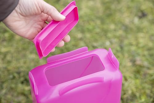 Kerbl Hobbyfarming Futterautomat mit Standfüßen, Automatische Futterzufuhr, Inkl. Standfüße, Abnehmbarer Deckel, Wetterbeständig, Leichte Reinigung, Transparenter Behälter, Für Geflügel, 5,5l, pink