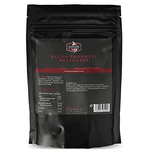 Royal Spices Bacon Goodness Bratwurst 800g - Bratwurst Gewürzmischung & Gewürzzubereitung zur Herstellung einer Bratwurst oder direkt ins Hackfleisch - Bratwurst & Hackfleisch Gewürz