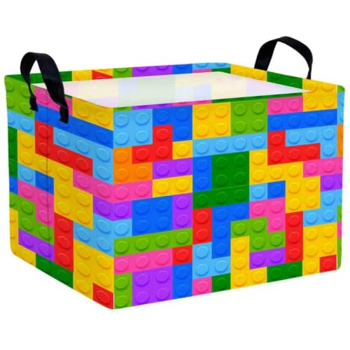 Rectangular Building Brick Storage Bin Foldable Boy kids Toy Basket Baby Room Bedroom Decor (Building Block)