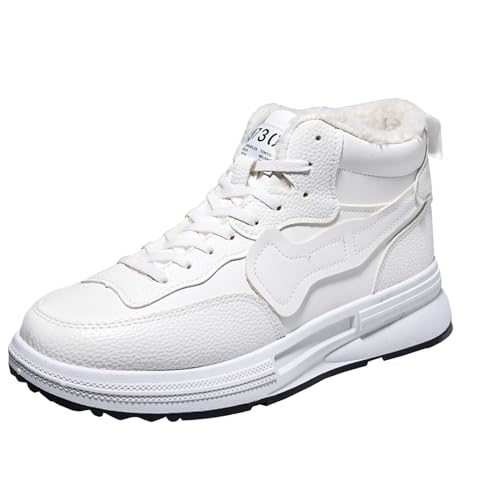 Generisch Zapatos de hombre de felpa cálida versátil monocolor transpirable zapatos de algodón con suela suave zapatos de hombre mocasines invierno, Blanco, 39 EU