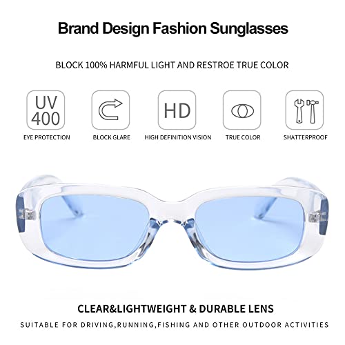 Image of BOJOD Rectangle Sunglasses for Women Men Fashion Trendy Chunky Frame 90s Rectangle Sunglasses