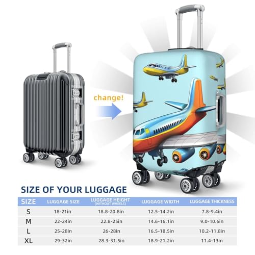 Travel Luggage Cover for Suitcase Elastic Suitcase Protector Cartoon Airplane Suitcase Covers Washable Suitcase Protective Cover Dust-proof Luggage Covers Fit 18-32 Inch Luggage2
