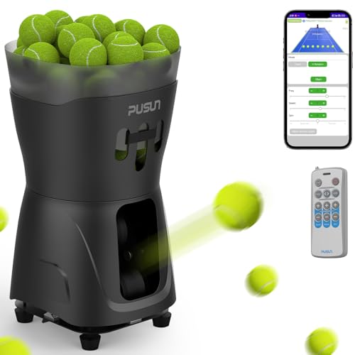 PUSUN PT Mini Pro Tennis Ball Machine - Portable Smart Trainer for Beginners, 65+ Ball Capacity,...