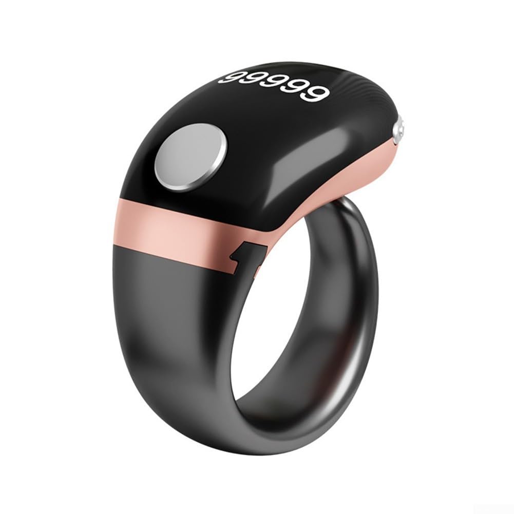 Smart Ring Counter with LCD Display & Type-C Charging, Electronic Digital Tally Counter for Fingers with Self-Locking Function and Adjustable Fit for Sports, Events, and Daily Counting Tasks(Gold)