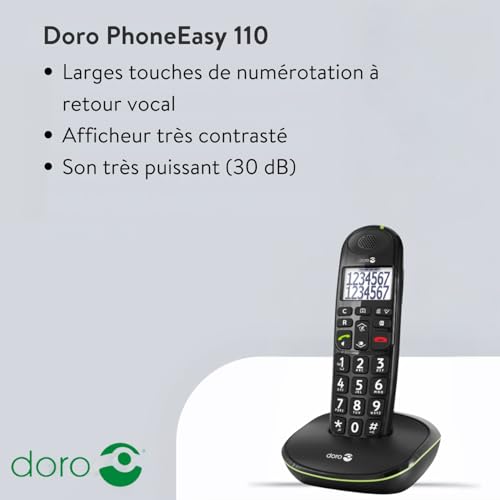 Téléphone sans fil DORO PhoneEasy 110 avec ID d'appelantappel en instance DECTGAP - vue 5
