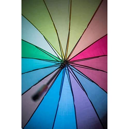 Image of Colorful Rainbow Umbrella for Men, Women & Kids - Large Canopy, Windproof & Waterproof - Stylish 8 Panel Automatic Open Umbrella - UV Protection, Lightweight (Multicolor)