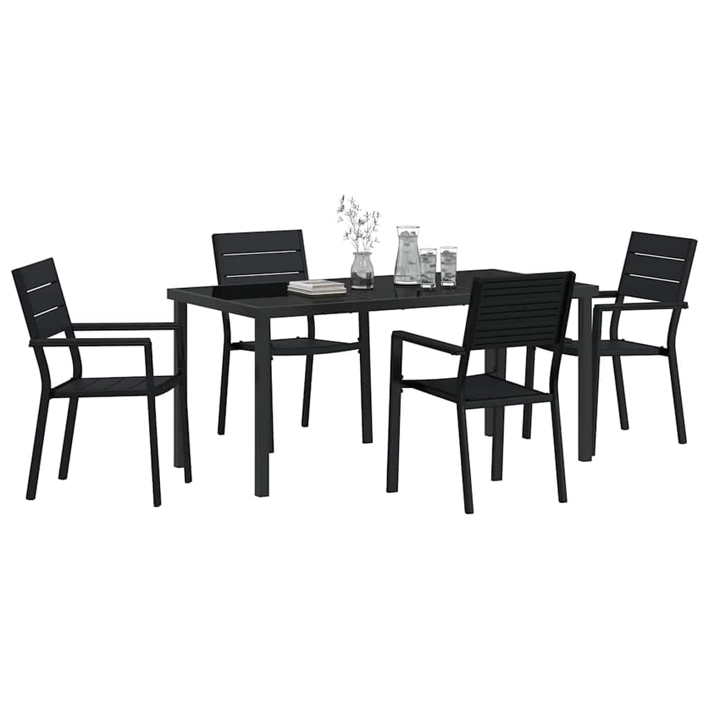 Ensemble de repas moderne de jardin 5 pcs vidaXL avec table rectangulaire noire