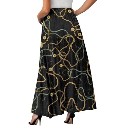 Women Flowy Long Skirts 2025 Summer Casual Maxi Dress with Pockets for Beach Travel2