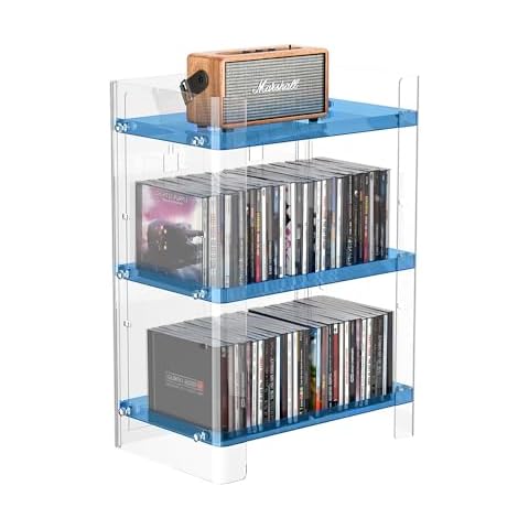 YFEEN 3 Tier Clear Acrylic CD Holder Cover