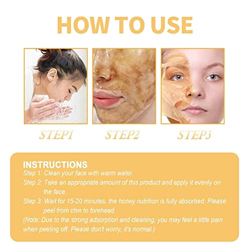 S Sooriyan Honey Mask,Honey Tearing Mask Oil Control Blackhead Remover Honey Tearing Peel Mask Off Dead Skin Clean Pores Peel Mask Dead Skin (2Pcs) #TOP2