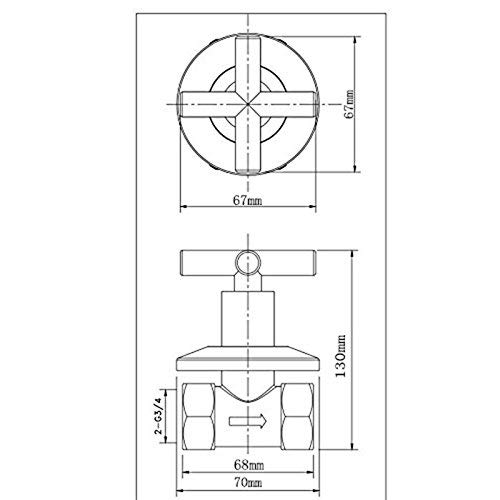 Weirun Concealed Water Shut Off Valve Straight With Modern Cross Handle Shower Home Plumbing Commercial 3/4-Inch Ips G3/4 One Pcs, Chrome #TOP1