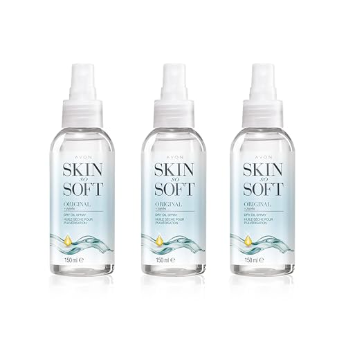 Avon Skin So Soft Trío de Spray de Aceite Seco 150ml, Sella la Hidratación, Formulado con Aceite de Jojoba y Vitamina E, Fórmula de Secado Rápido, Libre de Crueldad Animal