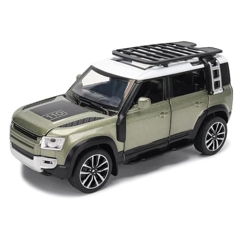 Image of 1:32 Compatible for Land Rover Defender 110 Diecast SUV | Metal Pull Back Toy Car with Sound, Light & Openable Doors | Alloy Model Car for Kids, Boys, Girls & Collectors (Green)