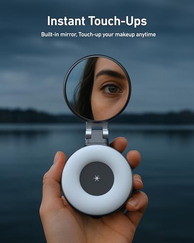 Image of TELESIN C03 Magnetic Phone Beauty Selfie Light Compatible with iPhone Magsafe, CRI97 360 LED Selfie Ring Fill Light with Mirror for Selfies /Photography /TikTok /Zoom Calls /Video Conference(Black)