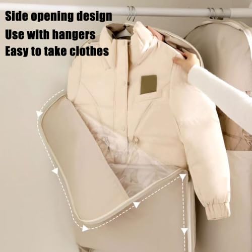 2025 Space Saving Hanging Garment Bag with Self Compression Zipper, Ultra Space Saving Self Compression Hanging Organizer & Protector, Coat Storage Bag Hanging (Pink, XL)4