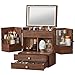 WYRSS Schmuckschatulle Aus Holz, Integrierter Aufbewahrungsschrank Für Kosmetika Und Schmuck, Desktop-Regal Für Hautpflegeprodukte, Doppelt Offenes Design, Geschenke Für Damen