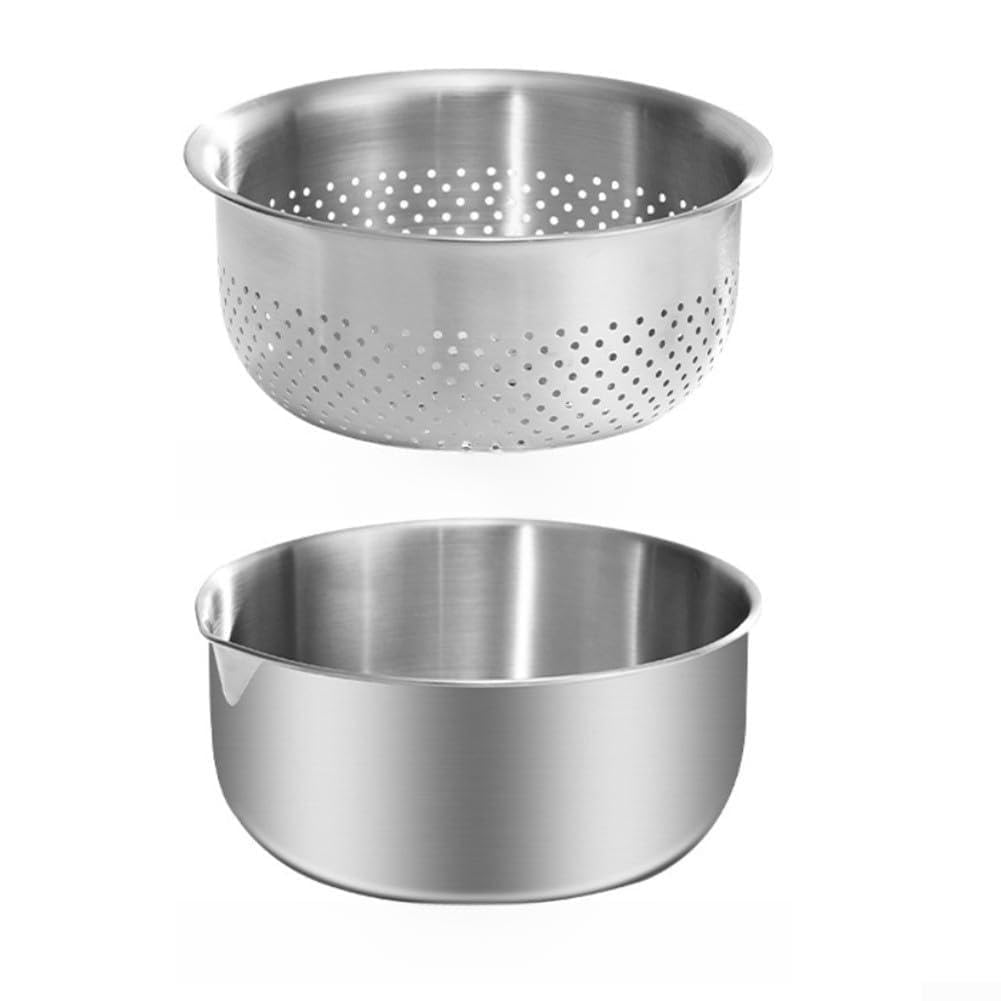 Cuenco para acero Inoxidable Lavar Arroz con Drenaje Cuenco para