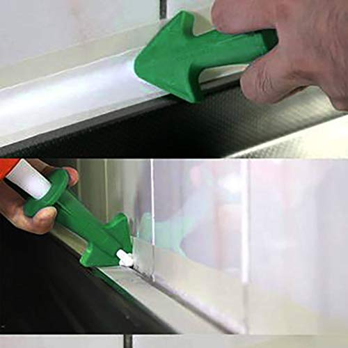 Caulk Nozzle Applicator, 3Pcs Silicone Caulking Tools Sealant Nozzle,Caulking Epoxy Piston Nozzle Accessories, Silicone Sealant Finishing Tool Grout Scraper for Tile or Brick Joints (Green)