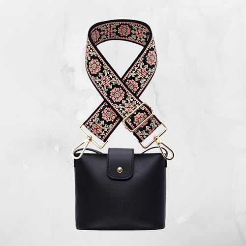 [emmy's shop] ショルダーストラップ バッグ用 太め ショルダーベルト 後付け 単品 ショルダー紐 付け替え 調節可能 (ピオニーブラック)