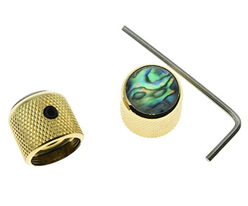 Kaish Gold Set Of 2 Abalone Top Guitar Knobs Dome Knobs Bass Knob With Set Screw For Tele/Telecaster #TOP1
