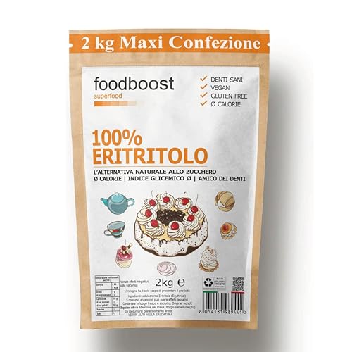 Heritrol Foodboost 2 kg - 0kcal Sugar Substitute - 100% Pure Sweetener Power of Kitchen Sugar, Suitable for Diabetics and Hypocalorie Diets - Against Decay - Conf. Bulk