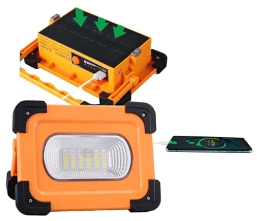 9000mAh Portable Camping Solar Work Light Long Endurance, 60W LED Rechargeable Emergency Flood Light with Magnetic Back for Fishting Garage Underhood Mechanic Construction, Easy Hanging Power Bank