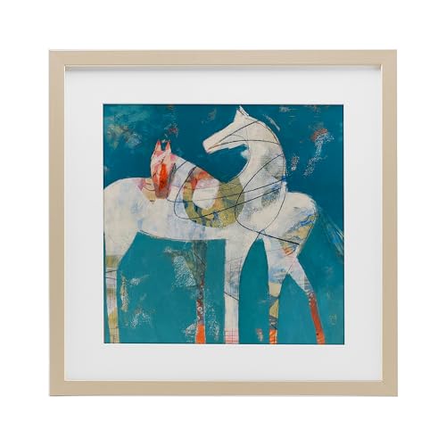 Tableau cheval abstrait Stupell Industries, décoration murale moderne cadre gris 33 x 33 cm