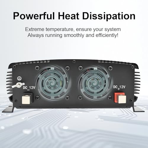 3500 Watt 12v Power Inverter for Vehicles car Truck RV Solar, dc 12v to 110v ac Converter with 4 AC Power Outlets 2 USB Ports LCD Display-3500W