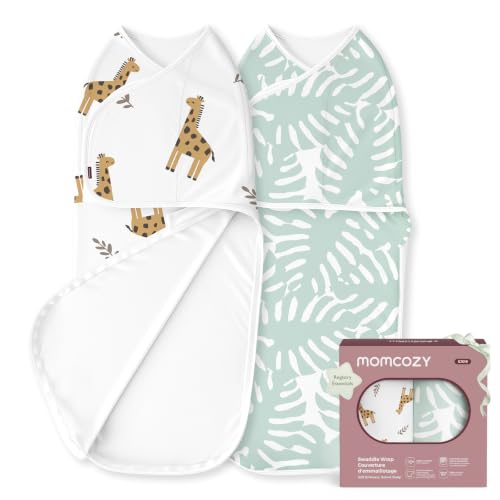 Image of Momcozy Swaddles for Newborns, Quiet Fastener Swaddle Suitable for Infant 0-3 Months, New-Parent-Friendly Sleep Sack, Reduce Startle Reflex, Newborn Boys Girls Registry Essentials, 2-Pack, Bravery